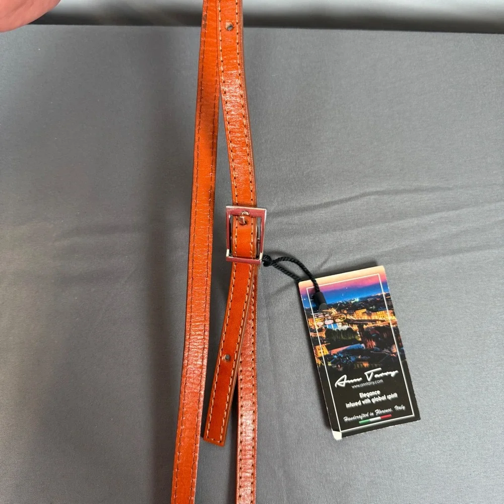Italian Vera‎ Pelle Brown Leather Crossbody Bag Purse Magnetic Flap Closure - Picture 14 of 15